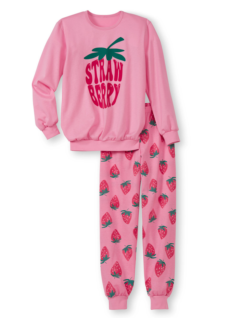 Calida Kids Strawberry Pyjama With Cuff Pyjama Barn Rosa | AVKP95342
