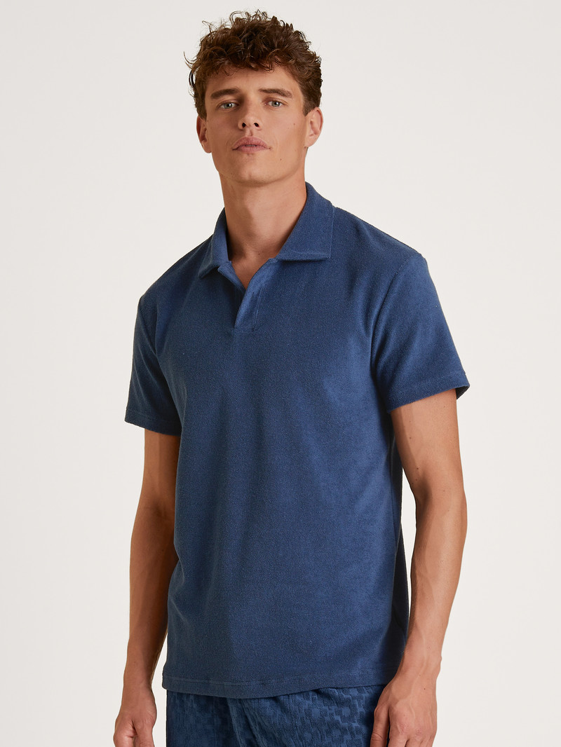 Calida Rmx Lounge Holiday Poloshirt Summer Outfits Herr Blå | NOFK42081